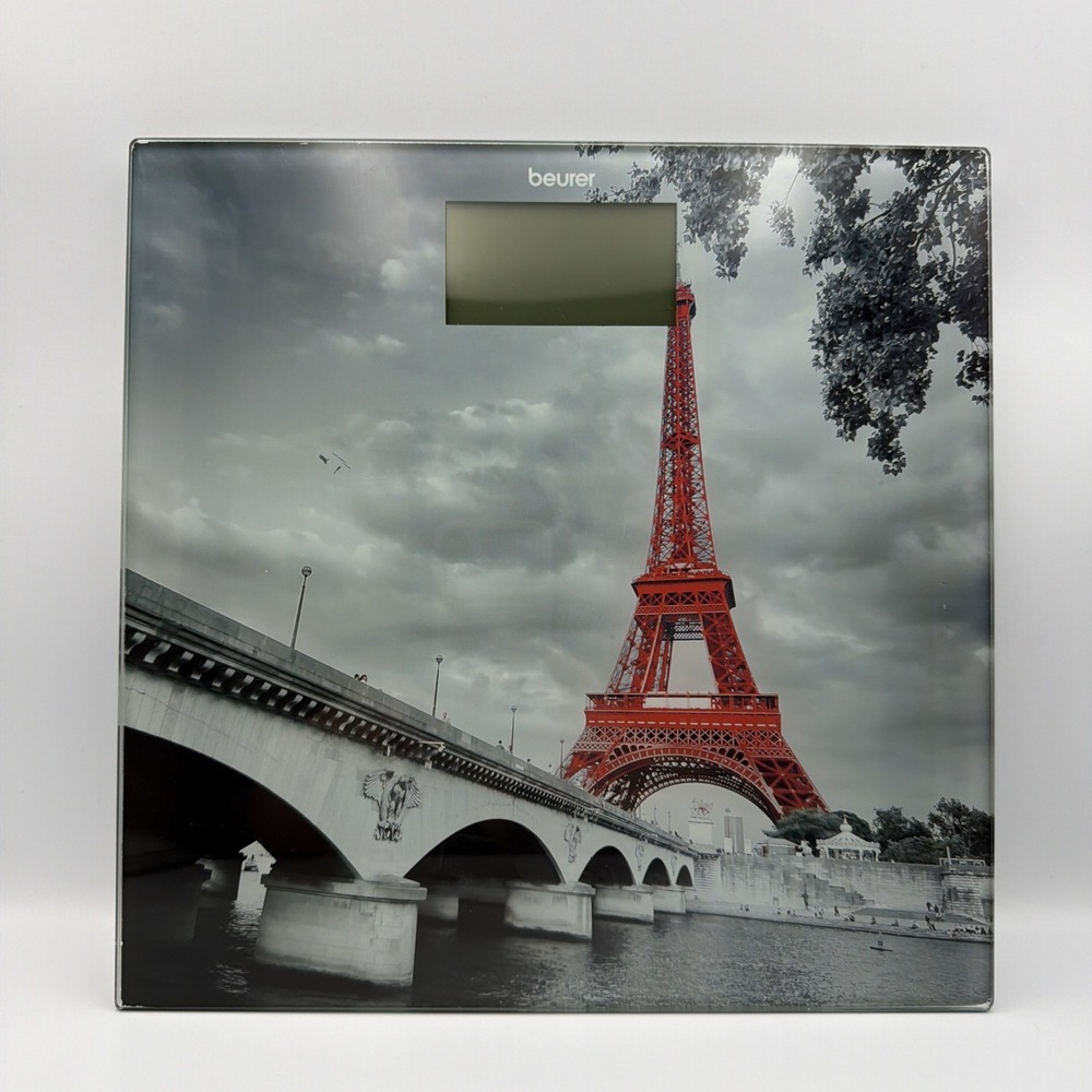 Beurer Digital Bath Weight Scale Paris GS-203 Model Glass 12"x12" Eiffel Tower